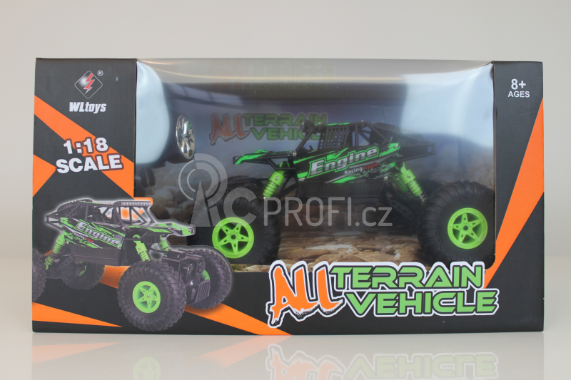 RC crawler Engine 1:18, zelená + náhradní baterie