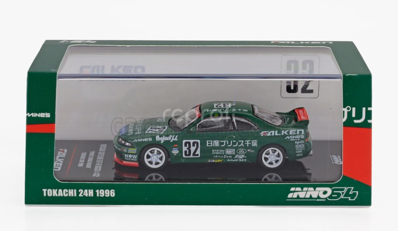 Inno-models Nissan Skyline Gt-r (r33) N 32 N1 Prince Chiba Falken N1 Super Endurance Series 24h Tokachi 1996 1:64 Zelená