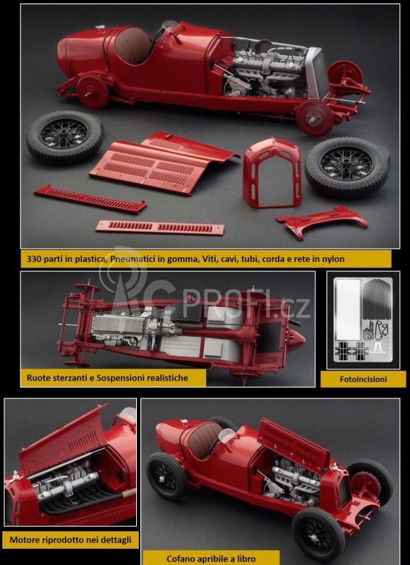 Italeri Alfa romeo F1  8c 2300 Monza N 28 Winner Monaco Gp 1932 Tazio Nuvolari 1:12 Red