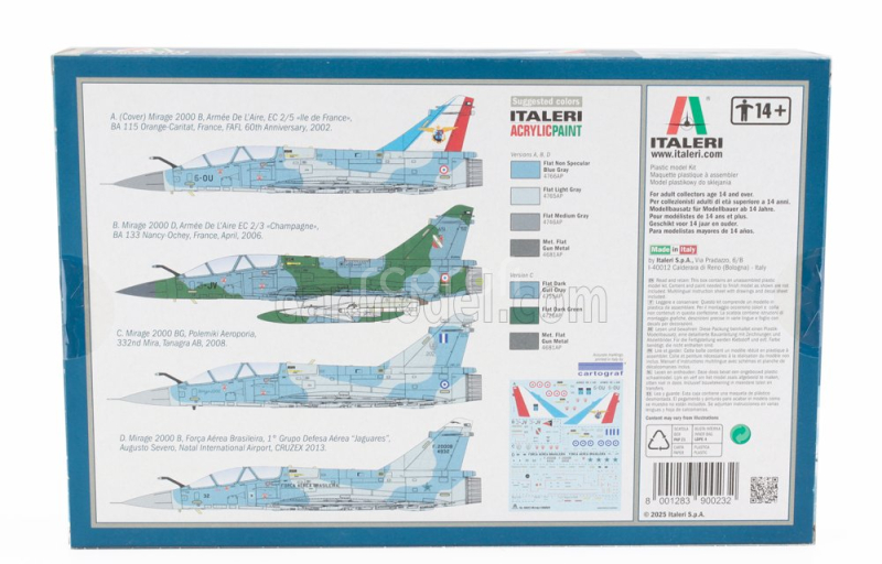 Italeri Dassault aviation Mirage 2000 B/d - French Armee De L'air - War Aircraft 1985 - Military Airplane 1:72 /