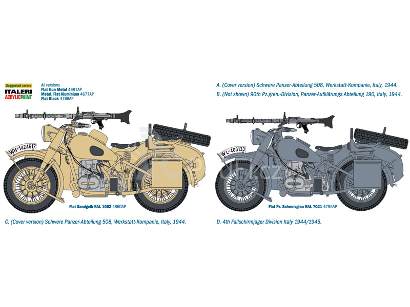 Italeri German Military Motorcycle with Sidecar (1:9)