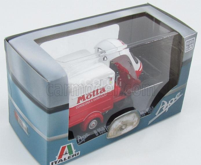 Italeri Piaggio Ape B150 Van Furgone Pubblicitario Consegna A Domicilio Motta 1954 1:32 Bílá Červená