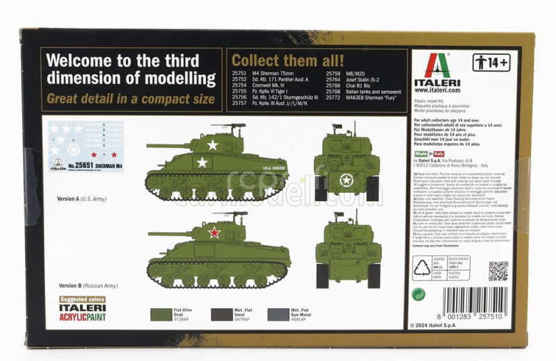 Italeri Tank M475mm Sherman Miltary 1945 1:56 /
