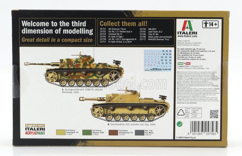 Italeri Tank Stug Iii Sturmhaubitze 105 Military 1944 1:56 /