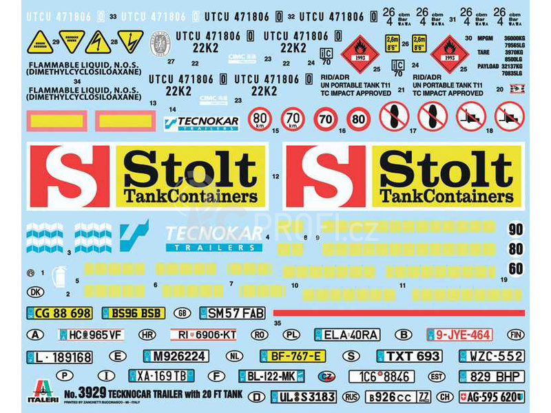 Italeri Tecnocar Trailer s 20 stopou cisternou (1:24)