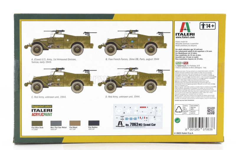Italeri White motor company M3a1 Scout Car U.s Tank Military 1944 1:72 /
