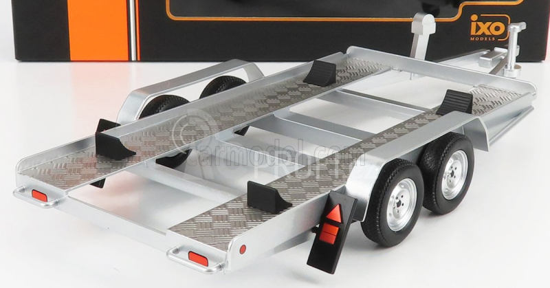 Ixo-models Accessories Carrello Trasporto Auto - Car Transporter Trailer Silver Wheels - Car Not Included 1:18 Stříbrná Černá