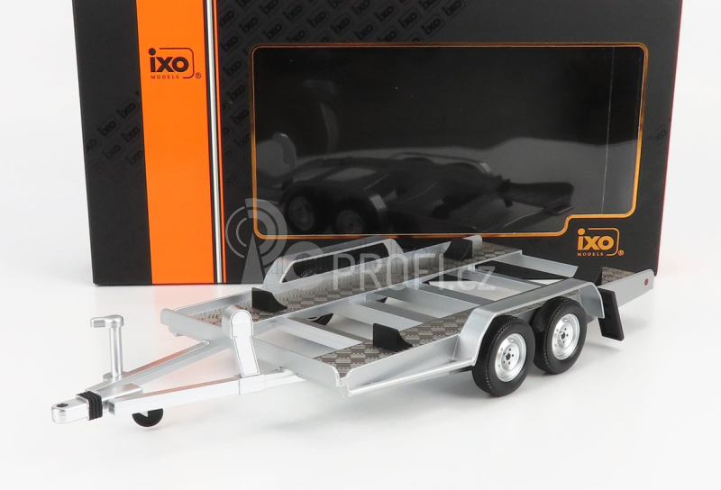 Ixo-models Accessories Carrello Trasporto Auto - Car Transporter Trailer Silver Wheels - Car Not Included 1:18 Stříbrná Černá