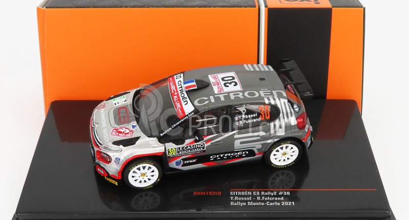 Ixo-models Citroen C3 Rally2 N 30 Rally Montecarlo 2021 1:43, stříbrná