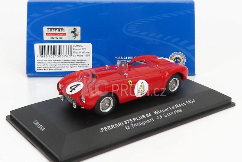 Ixo-models Ferrari 375 Plus 5.0l V12 Spider Team Scuderia Ferrari N 4 1:43, červená