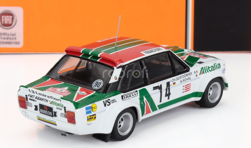 Ixo-models Fiat 131 Abarth Team Alitalia N 14 Rally Montecarlo 1981 Dario Cerrato - Luciano Guizzardi 1:43 Bílá Zelená Červená