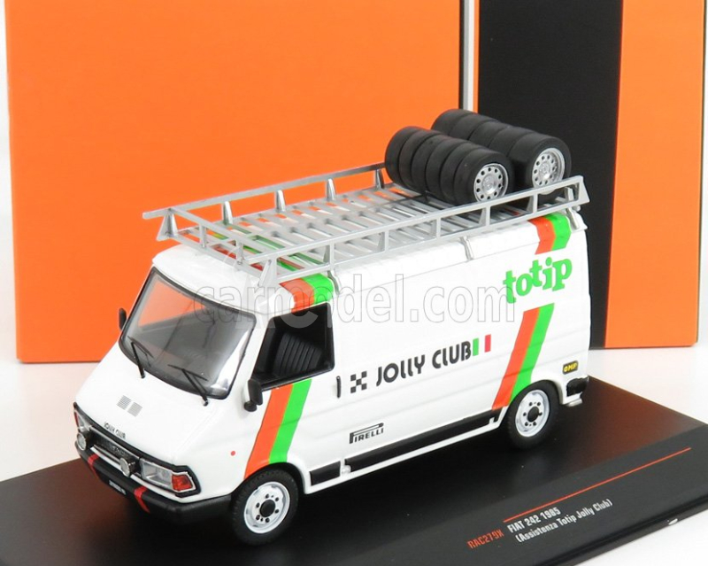 Ixo-models Fiat 242 Van Fiat Team Totip Jolly Club Assistance Rally 1985 - Lancia 037 1:43 Bílá Zelená Oranžová