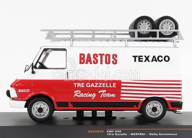 Ixo-models Fiat 242 Van Team Tre Gazzelle Bastos Texaco Rally Assistance 1984 1:43 Bílá Červená