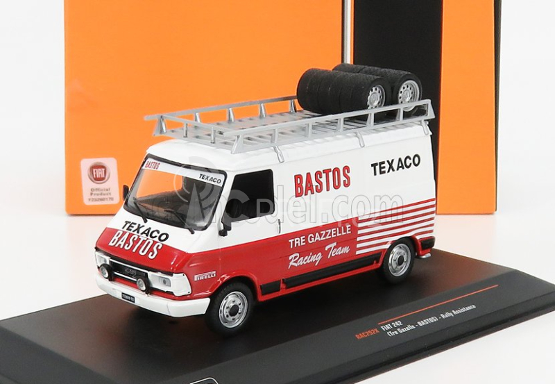 Ixo-models Fiat 242 Van Team Tre Gazzelle Bastos Texaco Rally Assistance 1984 1:43 Bílá Červená
