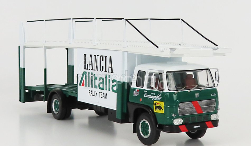 Ixo-models Fiat 673 Truck Car Transporter Team Lancia Alitalia Rally 1976 1:43 Zelená Bílá
