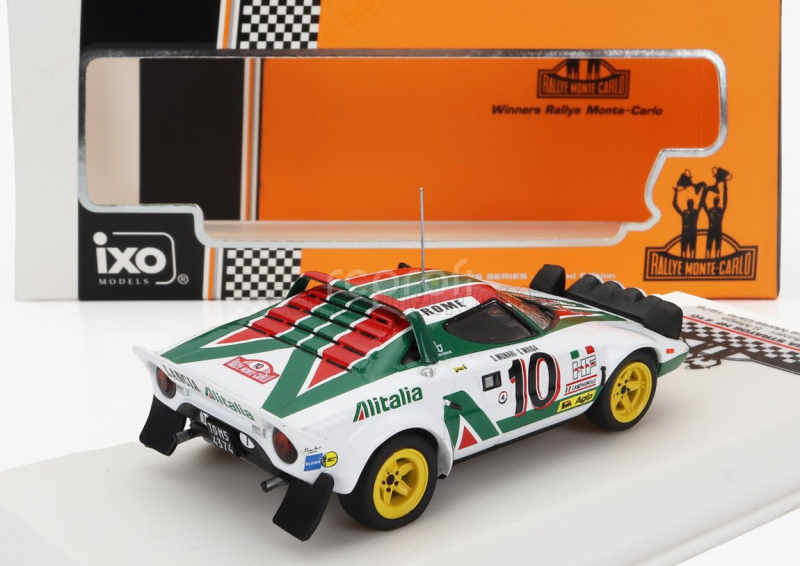 Ixo-models Lancia Stratos Hf Team Alitalia (night Version) N 10 Winner Rally Montecarlo 1976 With Figure Sandro Munari - Silvio Maiga 1:43 Bílá Zelená Červená