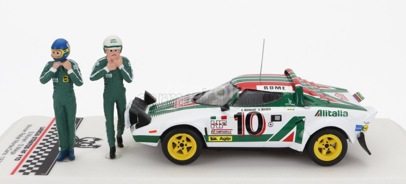 Ixo-models Lancia Stratos Hf Team Alitalia (night Version) N 10 Winner Rally Montecarlo 1976 With Figure Sandro Munari - Silvio Maiga 1:43 Bílá Zelená Červená