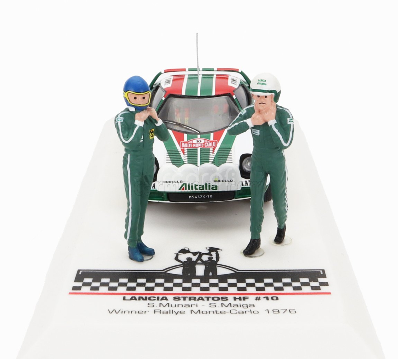 Ixo-models Lancia Stratos Hf Team Alitalia (night Version) N 10 Winner Rally Montecarlo 1976 With Figure Sandro Munari - Silvio Maiga 1:43 Bílá Zelená Červená