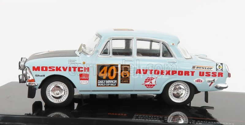 Ixo-models Moskvitch 412 N 40 Rally London - Mexico 1970 1:43, světle modrá