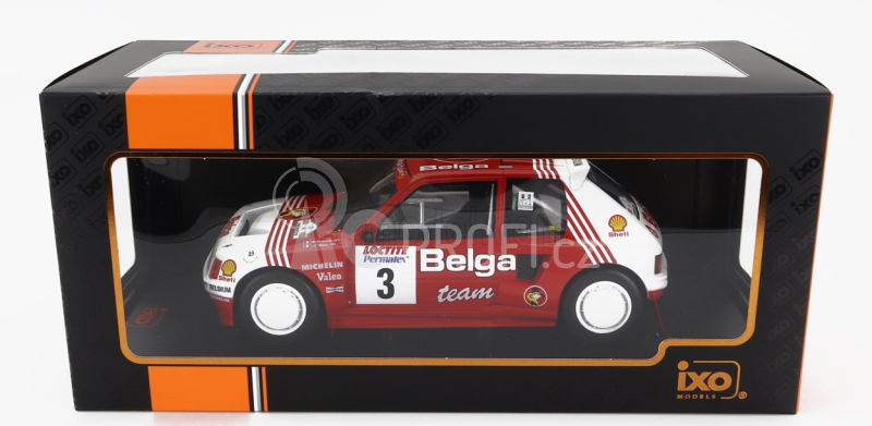 Ixo-models Peugeot 205 T16 Belga N 3 Rally Ypres 1985 B.darniche - A.mahe 1:18 Červená Bílá