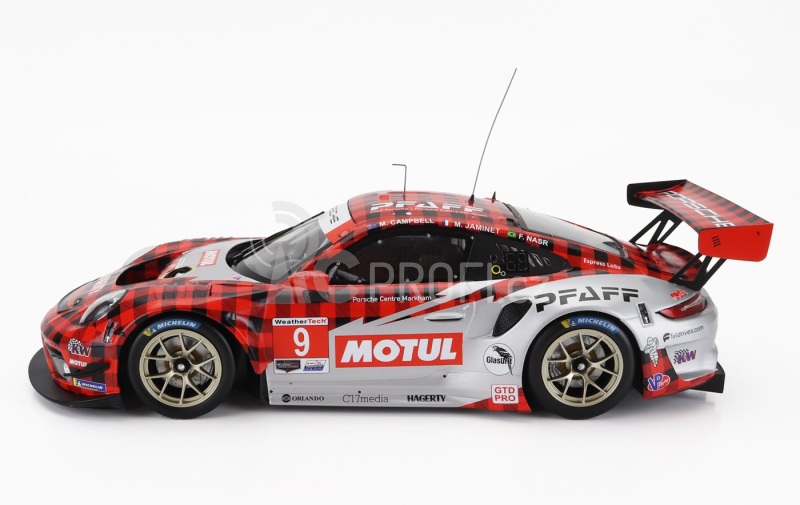 Ixo-models Porsche 911 991-2 Gt3 R Team Pfaff Motorsport N 9 1:18, červená