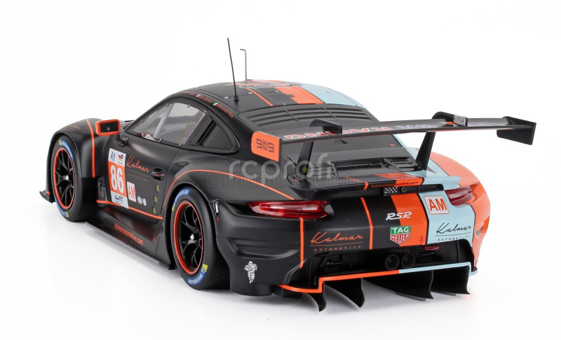 Ixo-models Porsche 911 991-2 Rsr-19 4.2l Team Gr Racing Gulf N 86 24h Le Mans 2023 Ben Barker - Riccardo Pera - Michael Wainwright 1:18 Oranžová Světle Modrá Černá