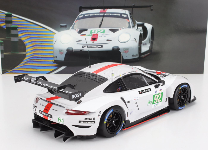 Ixo-models Porsche 911 991-2 Rsr-19 4.2l Team Porsche Gt N 92 24h Le Mans 2022 Michael Christensen - Kevin Estre - Laurens Vanthoor 1:18 Bílá Šedá Červená
