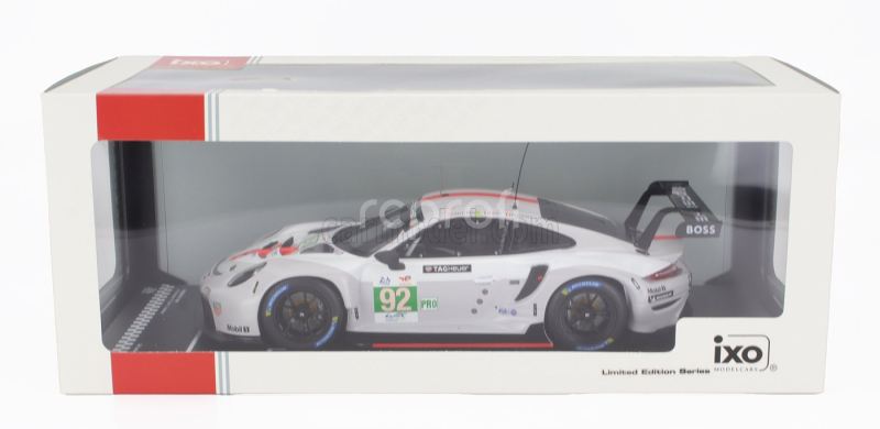 Ixo-models Porsche 911 991-2 Rsr-19 4.2l Team Porsche Gt N 92 24h Le Mans 2022 Michael Christensen - Kevin Estre - Laurens Vanthoor 1:18 Bílá Šedá Červená
