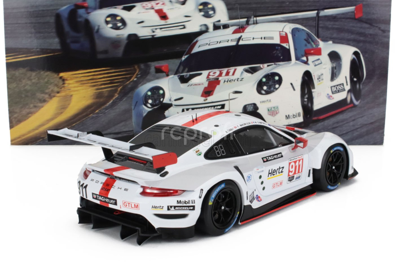 Ixo-models Porsche 911 991-2 Rsr Team Porsche Gt N 912 2nd Gtlm Class 24h Daytona 2020 Earl Bamber - Mathieu Jaminet - Laurens Vanthoor 1:18 Bílá Červená