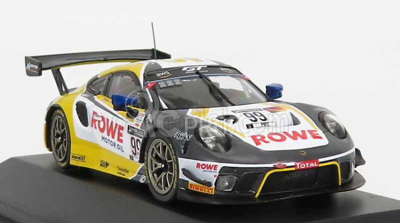 Ixo-models Porsche 911 991 4.0l Gt3 Team Rowe Racing N 99 24h Spa 2020 K.bachler - D.werner - J.andlauer 1:43 Žlutá Bílá Šedá