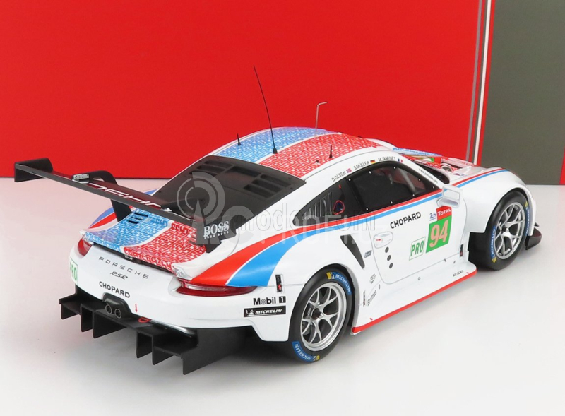 Ixo-models Porsche 911 991 Rsr 4.0l Flat-6 Porsche Gt Team N 94 24h Le Mans 2019 S.muller - M.jaminet - D.olsen 1:18 Bílá Modrá Červená