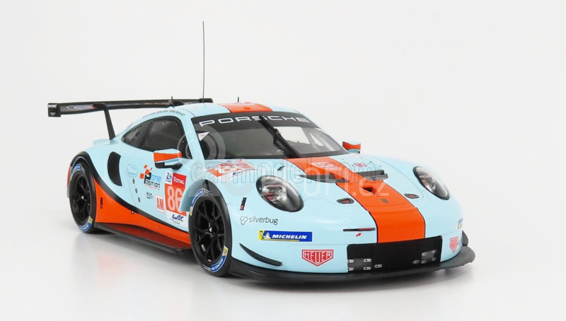 Ixo-models Porsche 911 991 Rsr 4.0l Team Gulf Racing N 86 24h Le Mans 2018 Michael Wainwright - Ben Barker - Alex Davison 1:18 Světle Modrá Oranžová