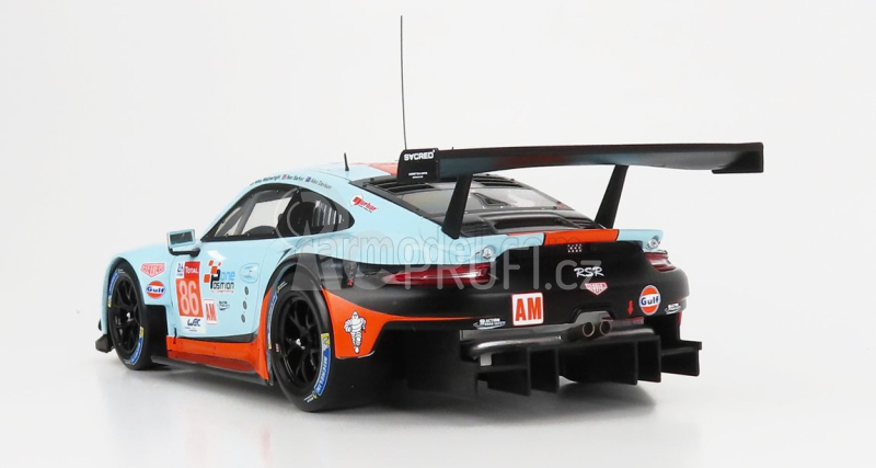 Ixo-models Porsche 911 991 Rsr 4.0l Team Gulf Racing N 86 24h Le Mans 2018 Michael Wainwright - Ben Barker - Alex Davison 1:18 Světle Modrá Oranžová