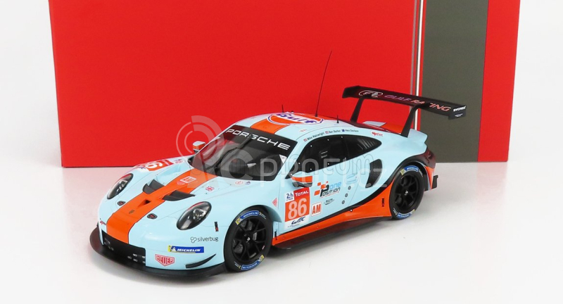 Ixo-models Porsche 911 991 Rsr 4.0l Team Gulf Racing N 86 24h Le Mans 2018 Michael Wainwright - Ben Barker - Alex Davison 1:18 Světle Modrá Oranžová