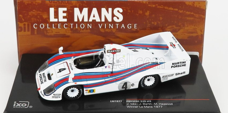Ixo-models Porsche 936/77 2.1l Twin Turbo Team Martini Racing Porsche System N 4 Winner 24h Le Mans 1977 Jacky Ickx - Hurley Hywood - Jurgen Barth 1:43 Bílá Červená Modrá
