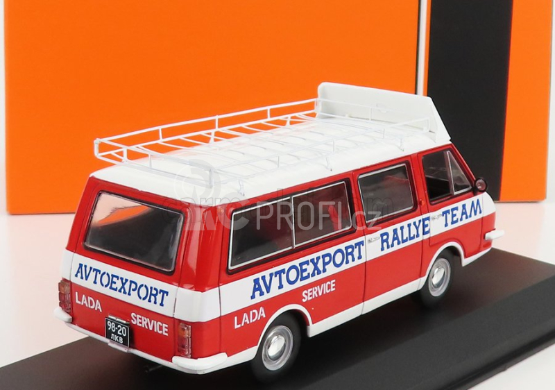 Ixo-models RAF 2203 Minibus Team Rally Lada Service Assistance 1984 1:43 Červená Bílá