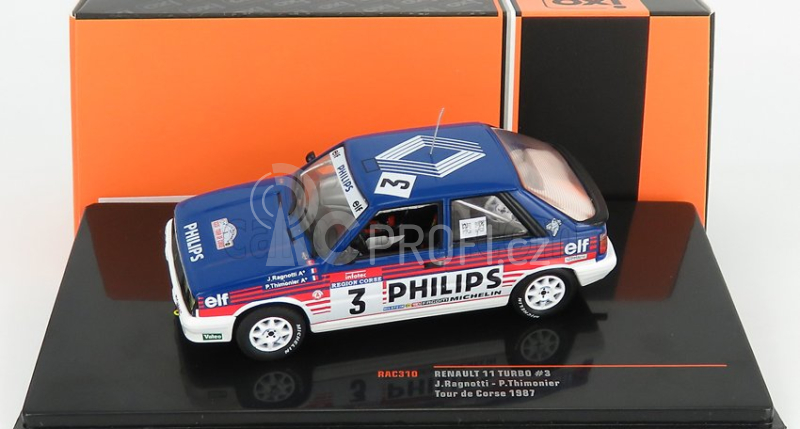 Ixo-models Renault R11 Turbo N 3 Rally Tour De Corse 1987 1:43, modrobílá