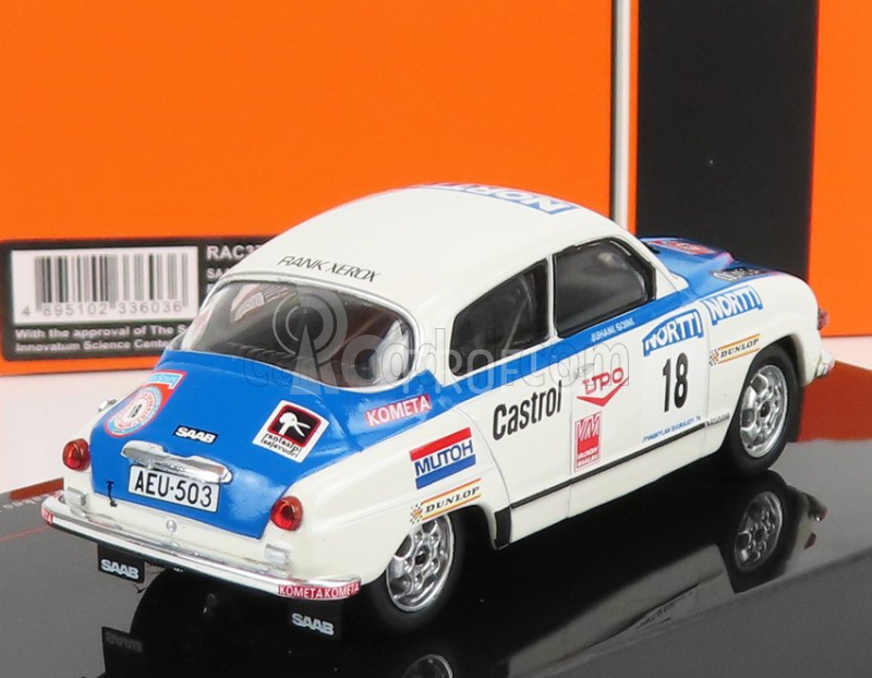 Ixo-models Saab 96 V4 N 18 Rally 1000 Lakes 1976 J.vilkas - J.soini 1:43 Bílá Modrá