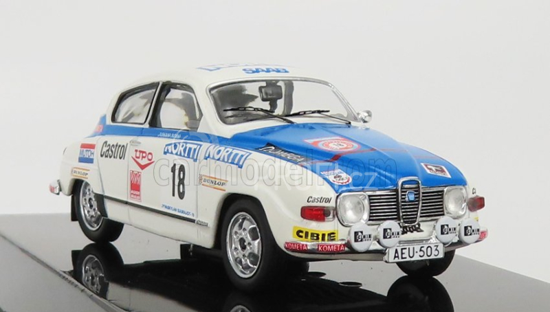 Ixo-models Saab 96 V4 N 18 Rally 1000 Lakes 1976 J.vilkas - J.soini 1:43 Bílá Modrá