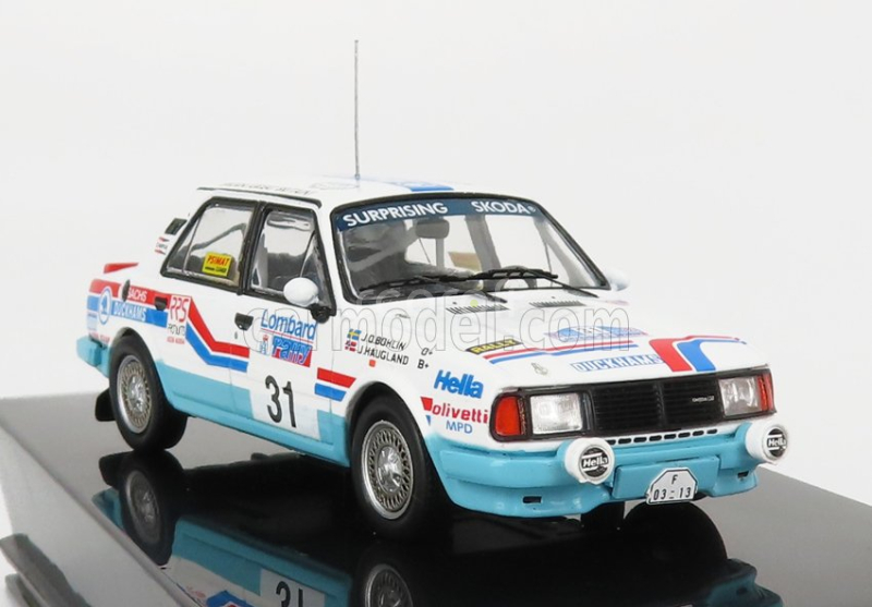Ixo-models Škoda 130l N 31 Rally Rac Lombard 1987 J.haugland - J.o.bohlin 1:43 Bílá Světle Modrá