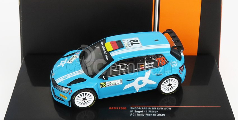 Ixo-models Škoda Fabia R5 Evo N 78 Rally Monza 2020 M.Engel - L.Minor 1:43, modrá