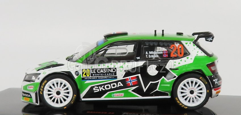 Ixo-models Škoda Fabia Rally2 Evo N 20 Rally Montecarlo 2022 1:43, zelenobílá