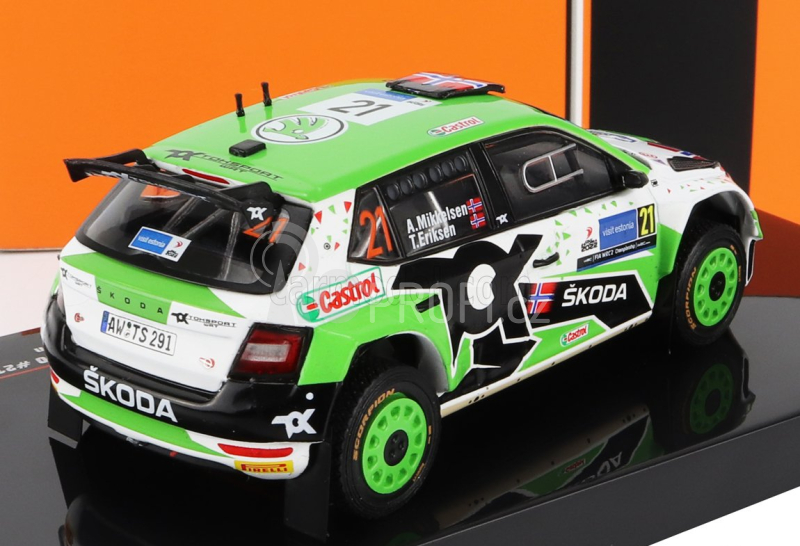 Ixo-models Škoda Fabia Rally2 Evo N 21 Rally Estland 2022 1:43, zelenobílá