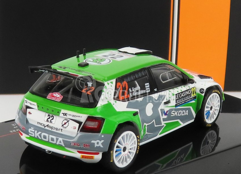 Ixo-models Škoda Fabia Rally2 Evo N 22 Rally Montecarlo 2022 1:43, zelenobílá