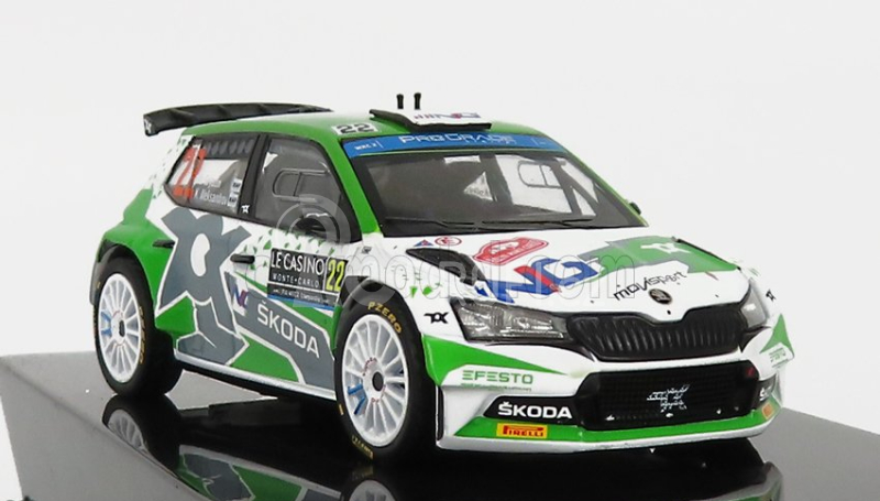 Ixo-models Škoda Fabia Rally2 Evo N 22 Rally Montecarlo 2022 1:43, zelenobílá