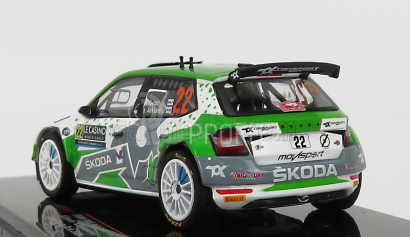 Ixo-models Škoda Fabia Rally2 Evo N 22 Rally Montecarlo 2022 1:43, zelenobílá