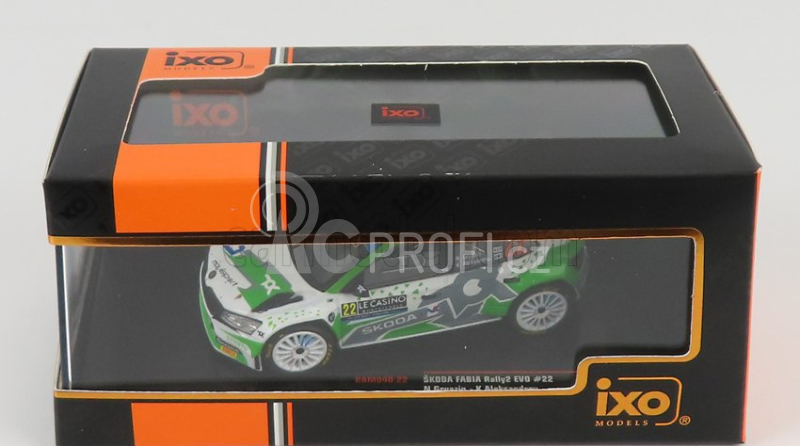 Ixo-models Škoda Fabia Rally2 Evo N 22 Rally Montecarlo 2022 1:43, zelenobílá