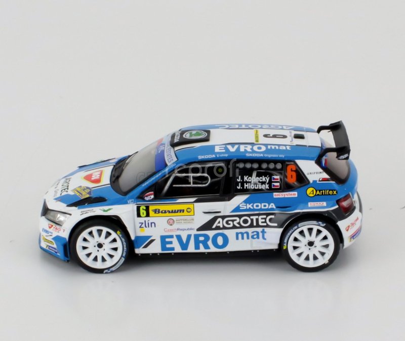 Ixo-models Škoda Fabia Rally2 Evo Team Agrotech Skoda N 6 Winner Rally Barum 2021 Jan Kopecky - Jan Hlousek 1:43 Modrá Bílá