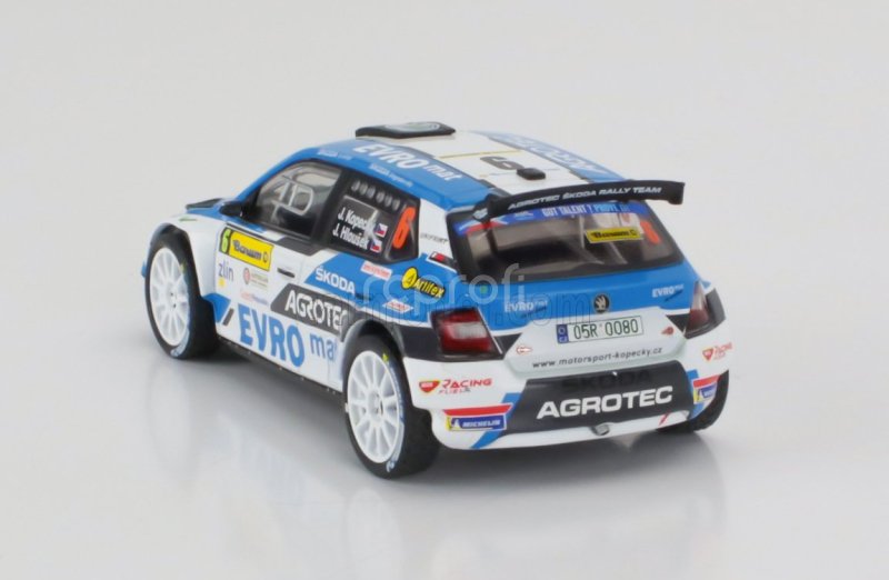 Ixo-models Škoda Fabia Rally2 Evo Team Agrotech Skoda N 6 Winner Rally Barum 2021 Jan Kopecky - Jan Hlousek 1:43 Modrá Bílá