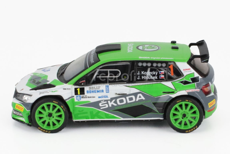 Ixo-models Škoda Fabia Rally2 Evo Team Skoda Motorsport N 1 Winner Rally Bohemia 2021 Jan Kopecky - Jan Hlousek 1:43 Zelená Bílá